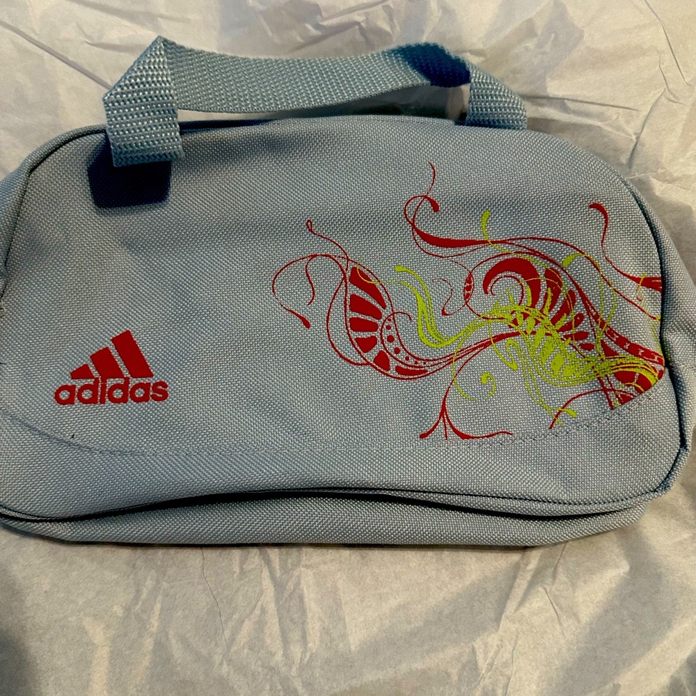 Adidas Light Blue Bag with Red and Yellow Accents